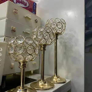 【Beli satu gratis dua】Tempat Lilin Logam Tempat Lilin Kristal Meja Kopi Hiasan Tengah Tempat Lilin Pernikahan Natal Dekorasi Rumah