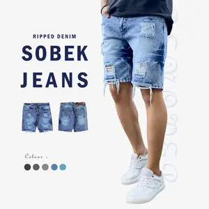 Celana Pendek Sobek Cowok Dewasa Gaul Jeans Denim Distro Pria