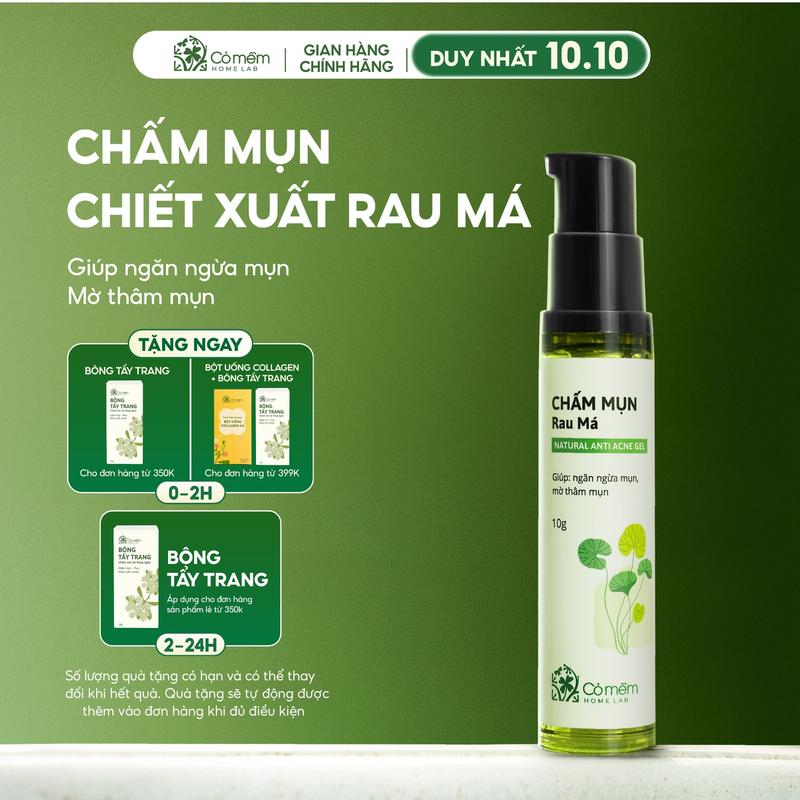 Chấm Mụn Rau Má Cỏ Mềm Giúp dưỡng da, hỗ trợ ngăn ngừa và cải thiện tình trạng mụn viêm trên da, góp phần làm mờ các vết thâm do mụn 10g
