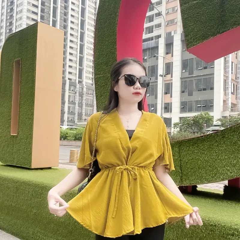 Cessie blouse Rempel wanita polos cringkle airflow casual serut rample Santai Baju Atasan Crinkle Panjang Nyaman 3