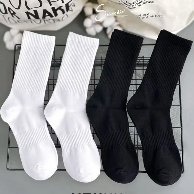 Combo 10đôi(tặng 1) Tất dệt kim loại1 cổ Cao Trung Thấp Lười ĐEN TRẮNG XÁM TRƠN Logo nam nữ lỗ thoáng khí, bo chun thể thao Cotton Menswear Sport 0