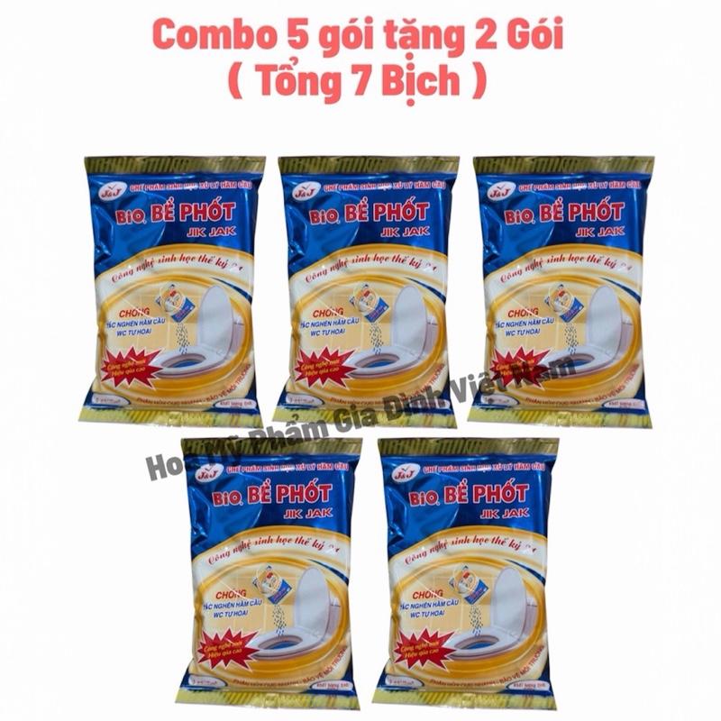  Combo 5 Tặng 2 Gói Men Vi Sinh Jik Jak 200 Gr Chống Đầy Bể Phốt Không Dùng Cho thông tắc Bể Phốt Khử Mùi Hôi Hầm Cầu 