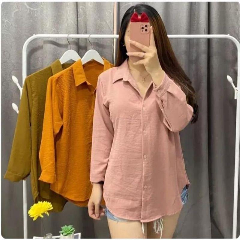 Atasan Kemeja wanita Oval bahan crinkle airflow terbaru Oversize Nyaman 9