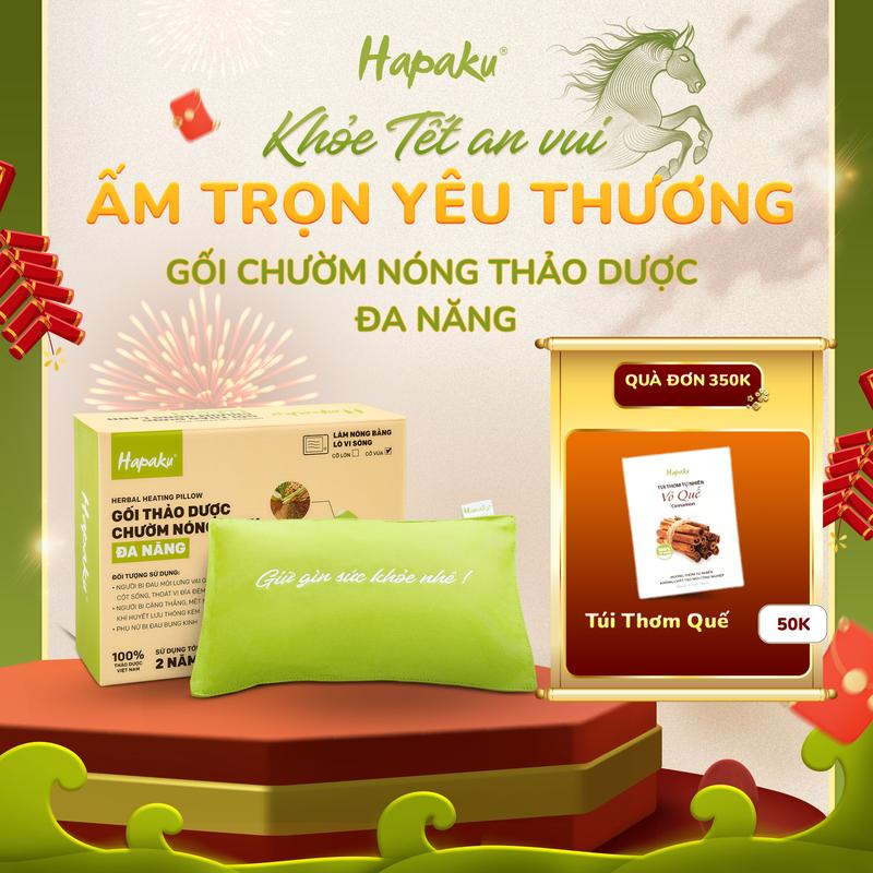 Gối Thảo Dược Đa Năng Hapaku -Túi Chườm Ấm Nóng Giảm Đau Vai Lưng Bụng - Đặc Biệt Độ Bền Cao Túi chườm Bụng Kinh - Quà Tết Sức Khỏe Cho Người Thân Thương