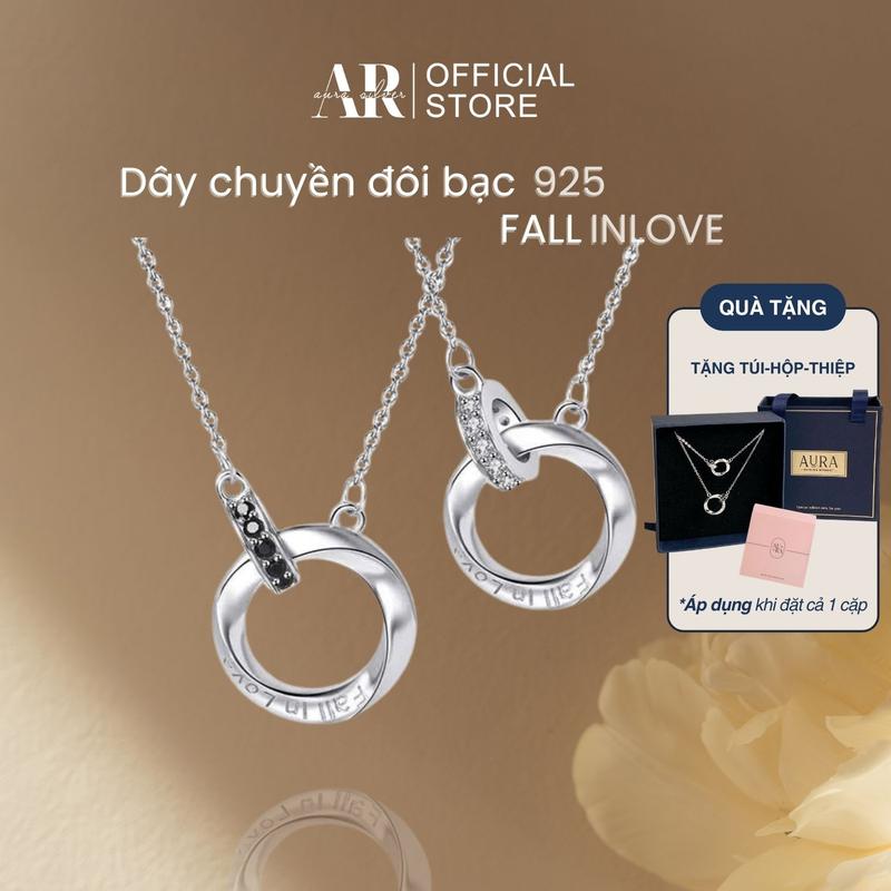 Dây chuyền đôi nam nữ bạc 925 vòng cổ Fall In Love cặp đôi nam nữ tình yêu-AURA SILVER-DCD02