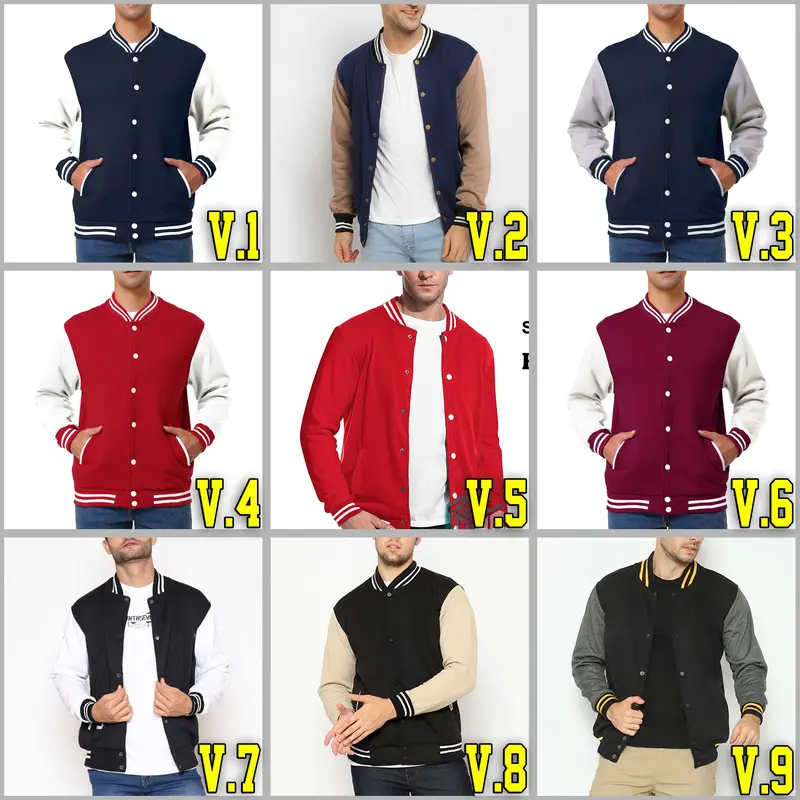 Jaket Baseball Varsity bomber Kancing ( BISA CUSTOM INISIAL WARNA SABLON BORDIR ) Pria Wanita Jumbo big Size S M L XL XXL XXXL XXXXL XXXXXL XXXXXXL HITAM PUTIH Korean Street Style 5