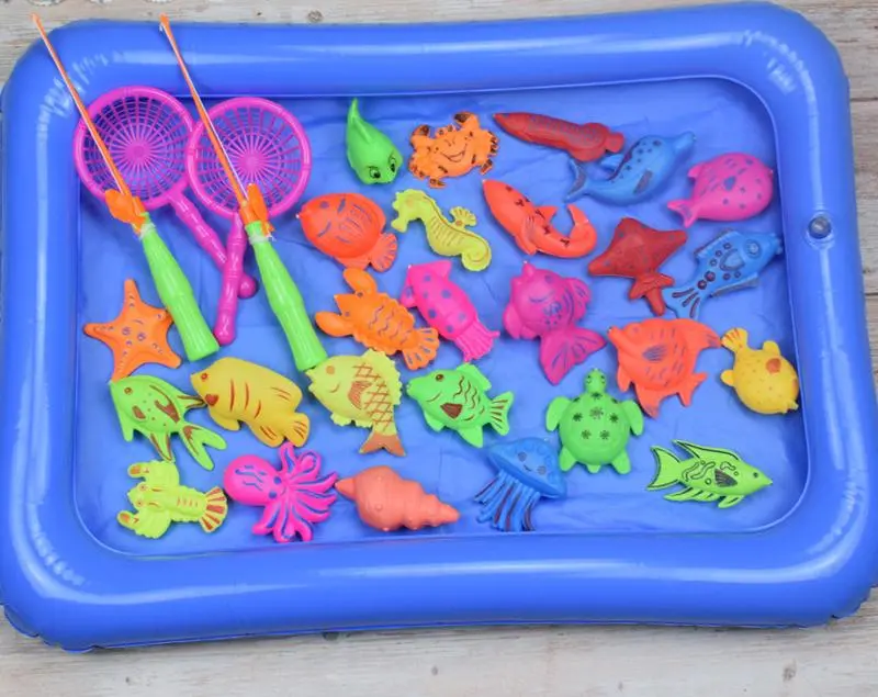 Mainan Pancing Ikan 32PCS + Kolam Pancingan Magnet Anak