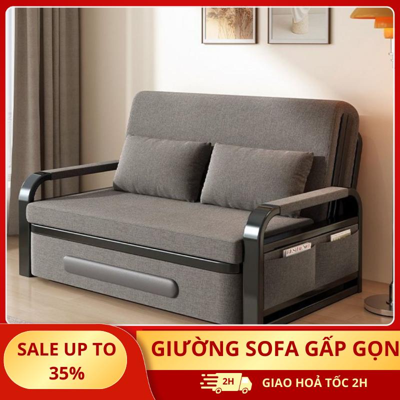 Sofa Giường Thông Minh Gấp Gọn Thành Ghế Đa Năng Có Hộc Để Đồ Kèm Gối, Giường Sofa Hiện Đại Gấp Gọn Thành Ghế