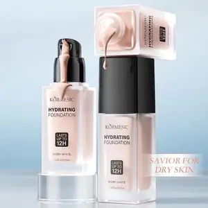 KORMESIC Hydrating Foundation High Coverage 24H Lasts Up To 12H Ivory White dan Natural Color Untuk Kulit Kering