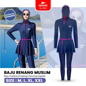 SPEEDS Baju Renang Wanita Swimwear Muslimah Wanita Perempuan M L XL XXL Cewek Rok Swim Suit Remaja Panjang Dewasa 1077