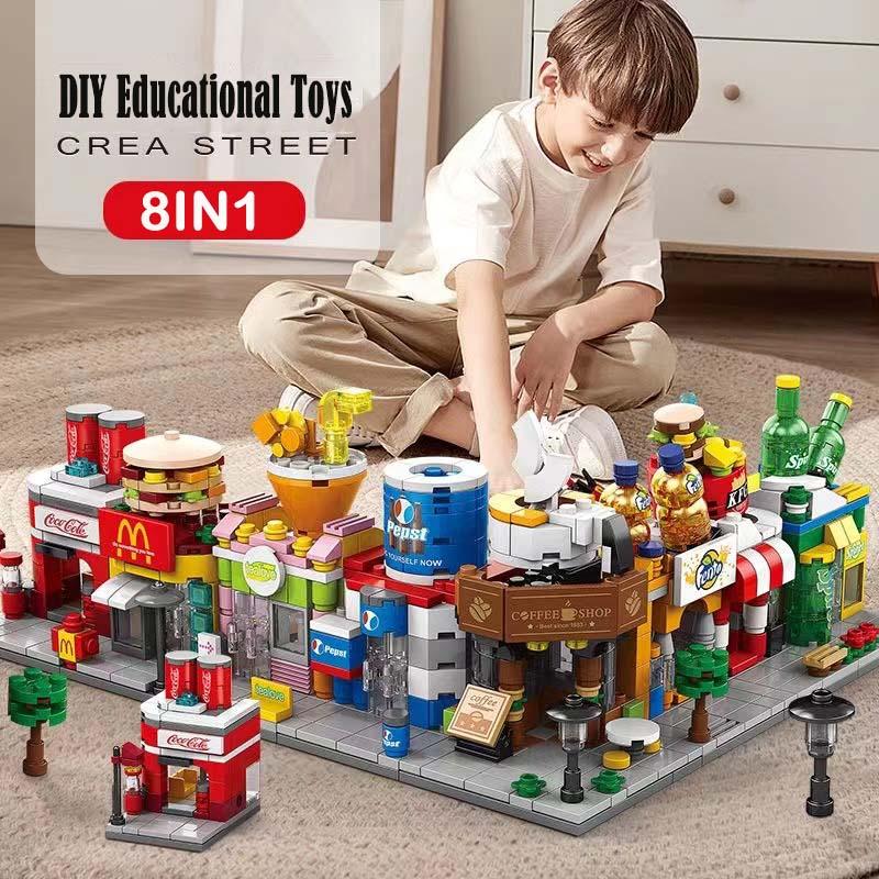 Mainan Balok  Mini Toko sudut McDonald's 3D Puzzle Susun Edukasi Mainan Mainan Anak 4