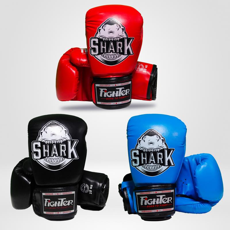  Găng Tay Boxing Fighter Shark - Size 6oz - 8oz - 10oz - 12oz - 14oz 