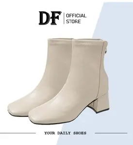 DUNIA FASHION - DF 535 Sepatu Boots Wanita Hak Tinggi Model Kekinian Premium Quality Karet