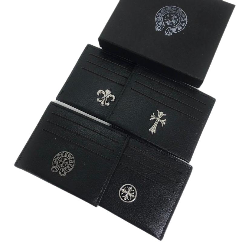 Ví card holder chrome heart da PU logo mạ bạc MỎNG NGHẸ KHÔNG BOX