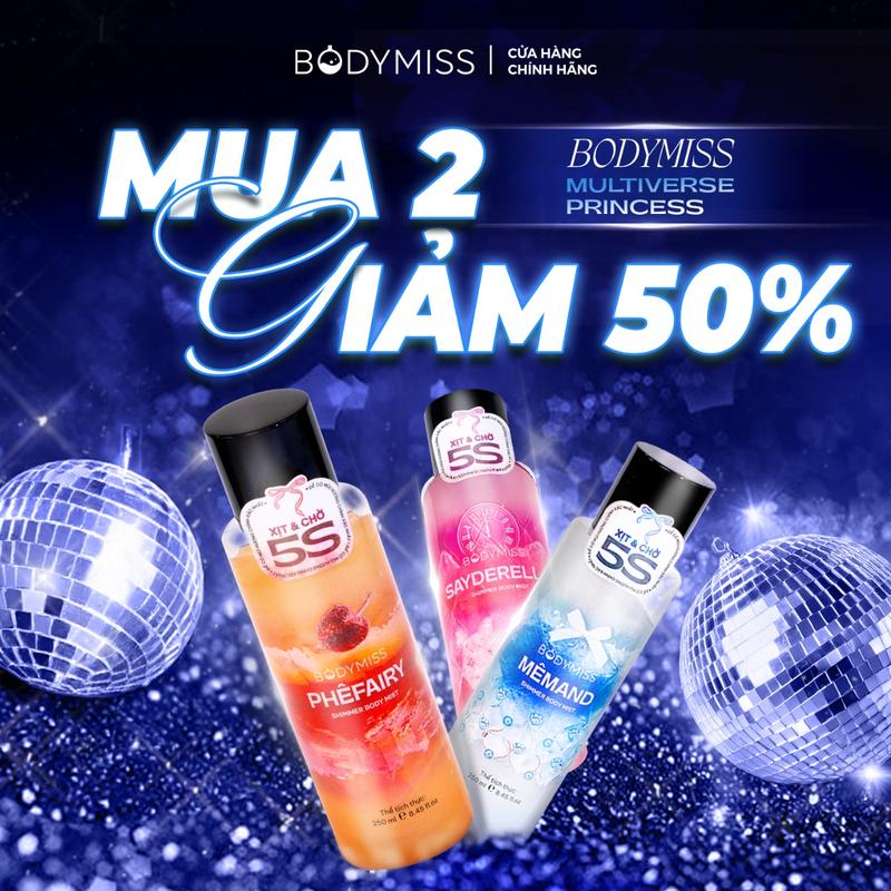   MUA 2 GIẢM 50%  Xịt Thơm Body Mist Nhũ Lấp Lánh Nước Hoa Cho Nữ BODYMISS Chính Hãng Lưu Hương Thơm Lâu Xịt Thơm Toàn Thân Body Mist Nhũ Cho Nam Học Sinh Sinh Viên Hương Nước Hoa Perfume  Cosmetic Fragrance Hair Mist 250ml 