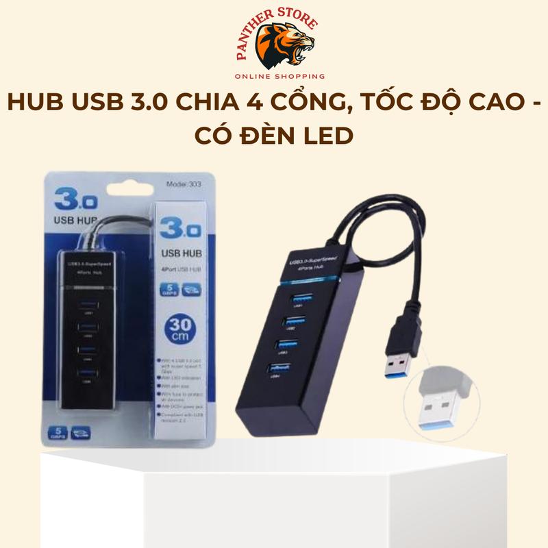 Hub USB 3.0 Chia 4 cổng, tốc Độ cao - Có ĐÈN LED - PANTHERSTORE