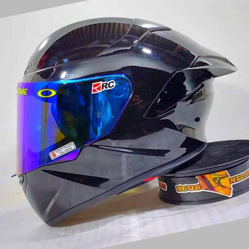 HELM MLA CRYPTON Full Face Solid Whaite  Visor Blue/Silver Helm Peria/wanita deawsa [SNI] 5