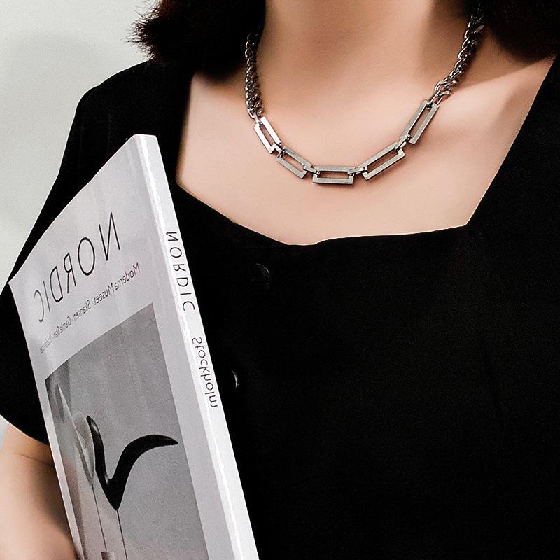 Product Introduction of Special-Interest Design Cuban Titanium Steel Stitching Necklace Hip Hop Cool All-Matching Accessories 12