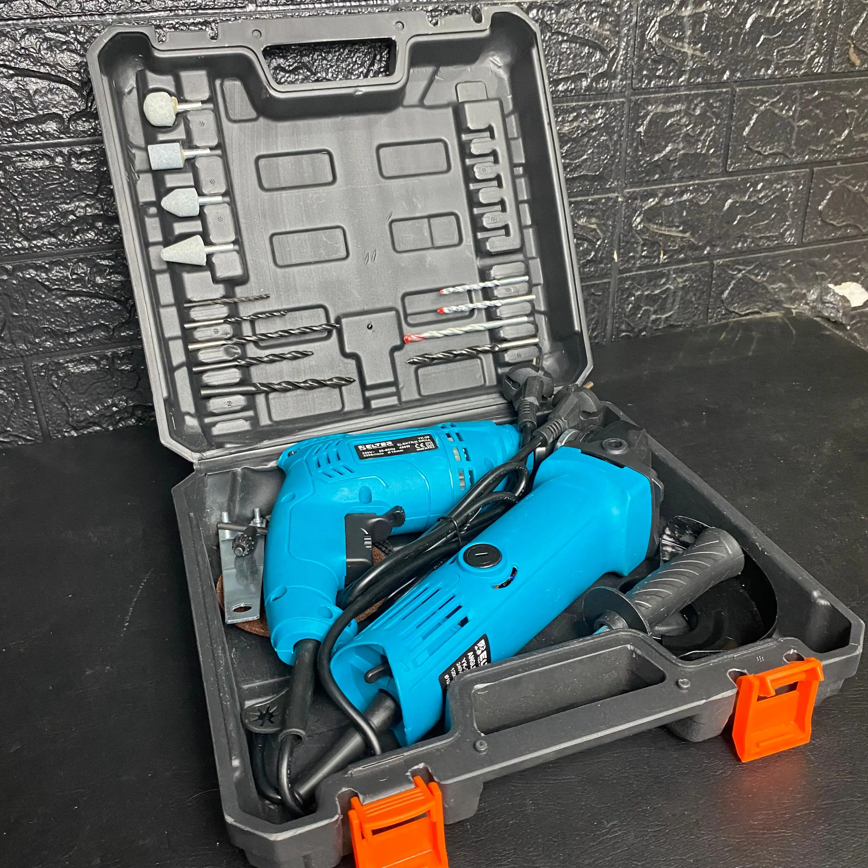 ( BISA COD ) NEW ITEM MESIN BOR GERINDA KOPER LOW WATT LENGKAP SET obeng Aksesoris Batu Besi Buku Drill Kunci Listrik Paket