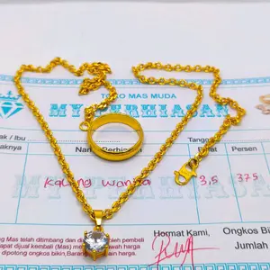 Kalung wanita emas muda motif Nuri medan free cincin polos 3,5gr ada surat dari toko