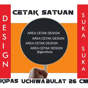 Kipas Idol Uchiwa 26cm - Handfan Cetak Satuan Full Bulat, Ganggang Plastik Kokoh