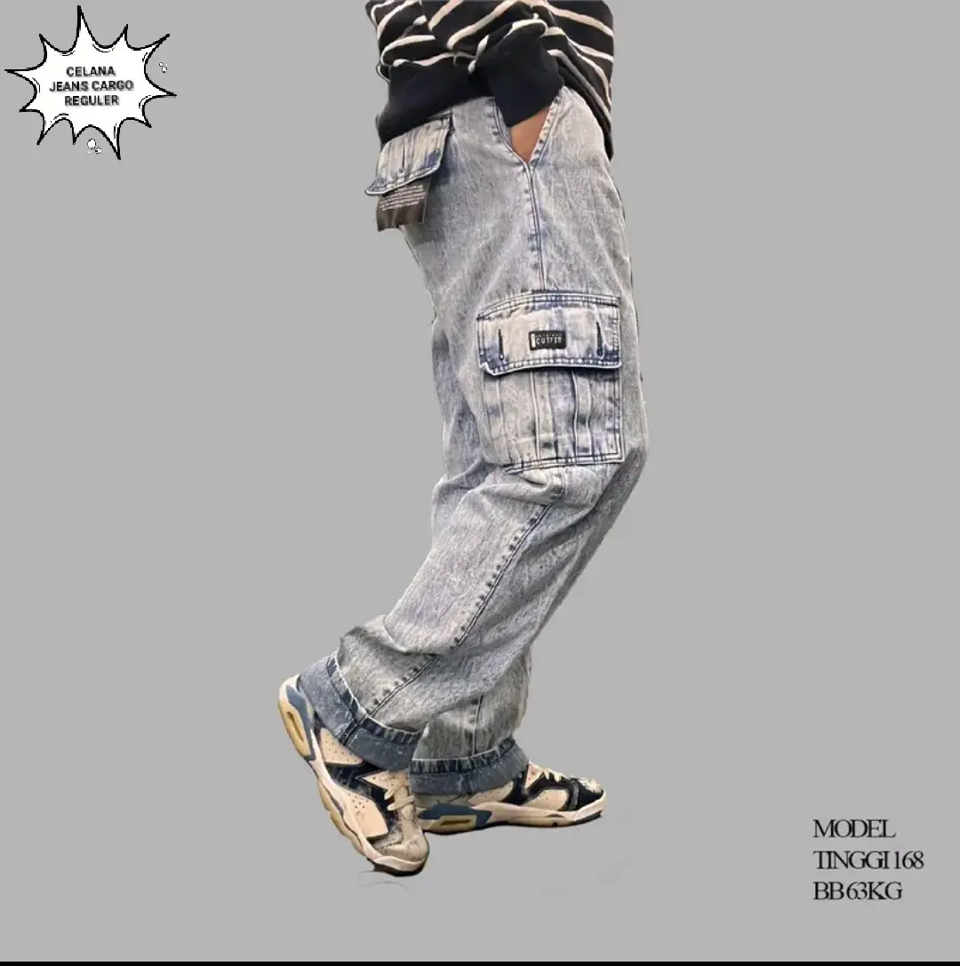 TOO - Celana Panjang Pria Kargo Jeans Denim Loosee Fit Reguler Standar Gombrong Model Terbaru Premium Original Brand Lokal Distro Terlaris Termurah Celana Cowok Cargo Pdl Straight Skate Keren Kekinian Korean Style Unisex