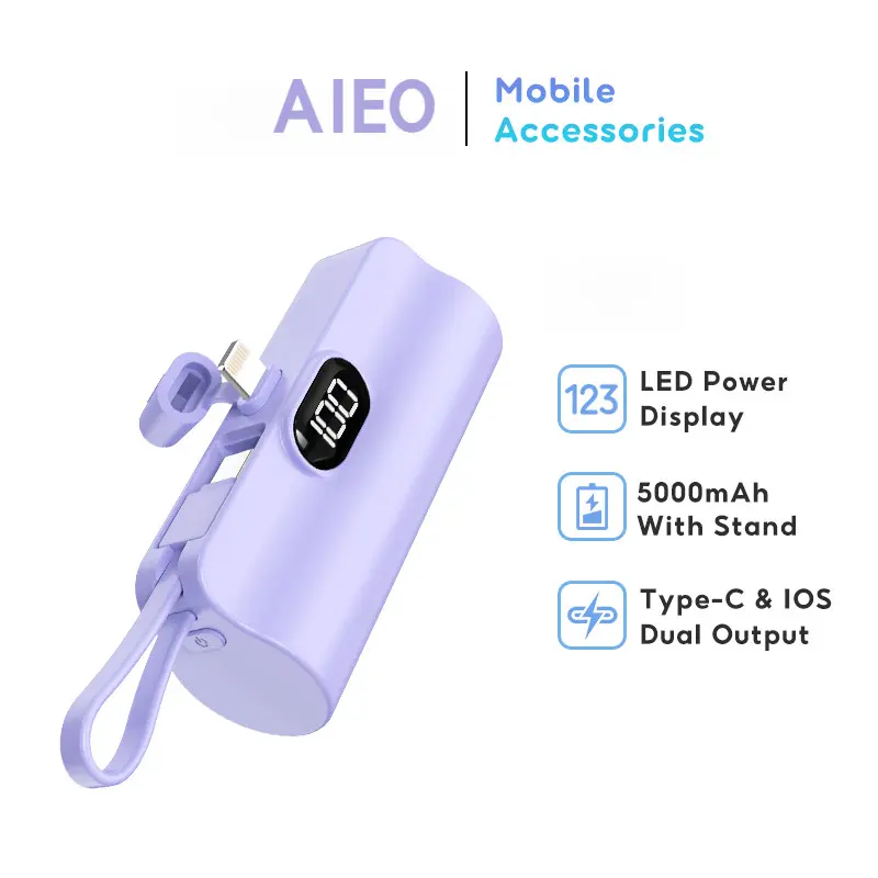 Power Bank Wireless Mini 5000mAh Powerbank Awet Tahan Lama Lightning/Tipe C 5V/2A Fast Charging Pengisian Cepat Baterai Pengisi Daya Portabel Untuk iPhone dan Android Bank Daya Original Asli Terbaik Power Bank 5000mAH /charger iphone/Charger fast charging 7