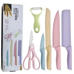 ￼Pisau Dapur Set 6 in 1 Bahan Stainless Steel PREMIUM Kitchen Knife Set Stainless Steel Anti Lengket