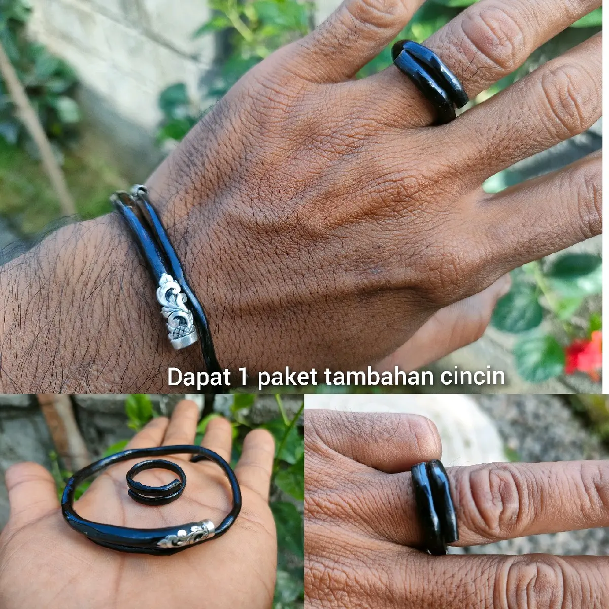 gelang akar Bahar hitam lentur minimalis Asesoris Elegan
