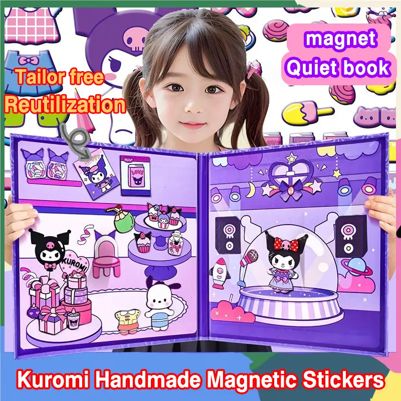 Magnetic Sticker Buku Mainan Edukasi Quiet Books Magnetic Suction Karakter Hello Kitty Kuromi Melody Cinnamoroll Pochacco Anak Kayu Toys