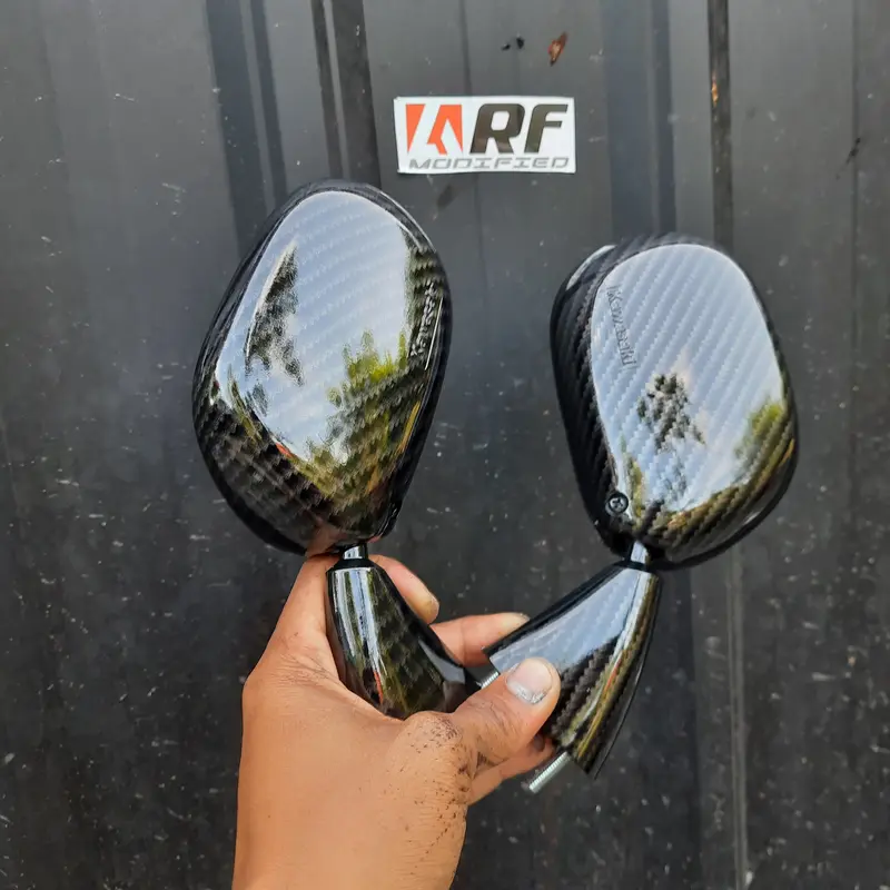 Aksesoris Spion Ninja RR Old Carbon Kaca Spion Original Kawasaki Repaint Carbon untuk Motor 5