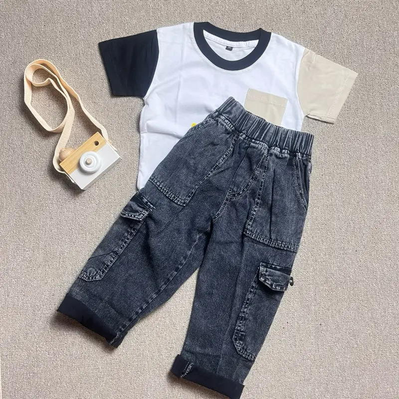 [FAWKIDS]SETELAN CARGO ANAK LAKI2-KAOS KATUN COMBED 24s-CELANA JEANS