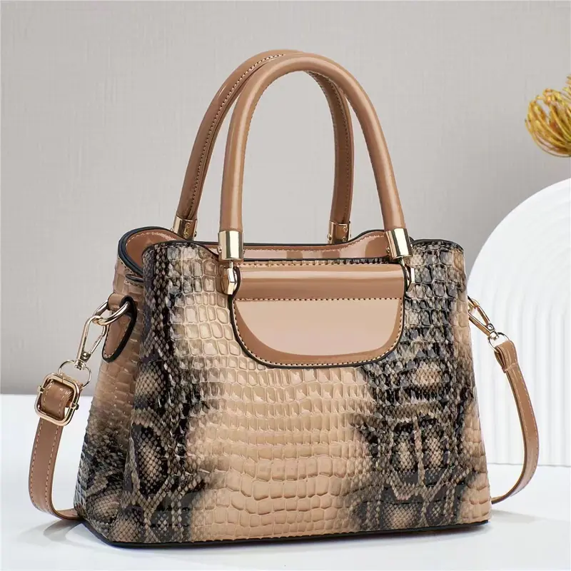Tas Selempang Wanita  Kulit PU 460 Motif Croco Leads Fashion Hitam Cokelat Navy Tas Korean Style Tas Kerja Wanita Tas Tangan Murah 5