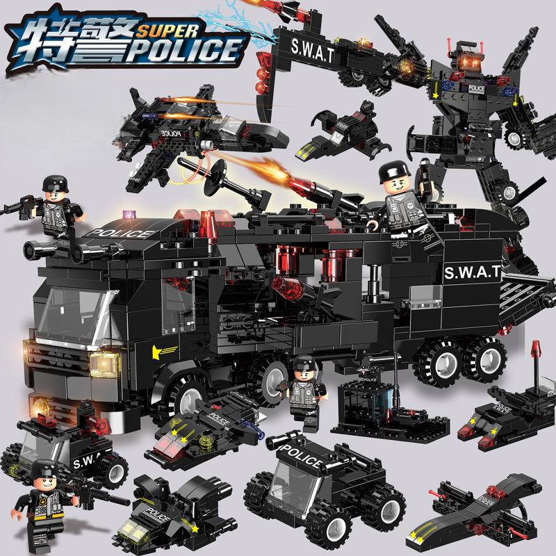    500 chi tiết  Mô hình lắp ráp robot cảnh sát swat  máy bay chiến đáu  xe cảnh sát đồ chơi lắp ghép biệt đội swat city cho bé thỏa sức sáng tạo quà tăng thông minh 