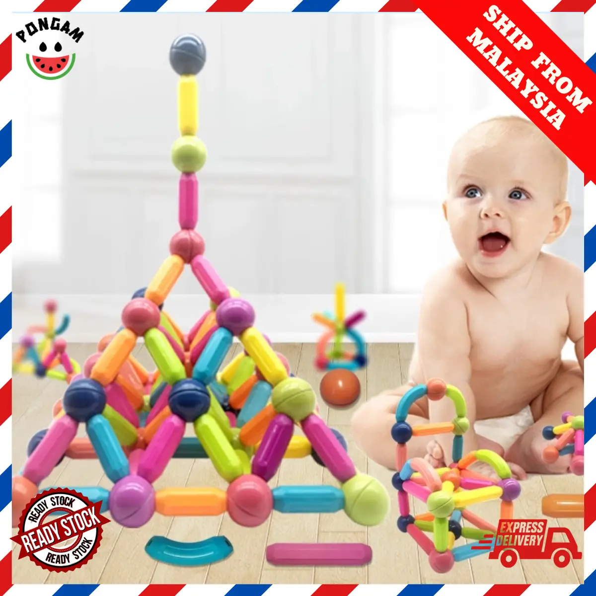 25/36/64/103 Magnetic Stick Balls Building Blocks Toys for Kids Educational Montessori Mainan Magnet Kanak