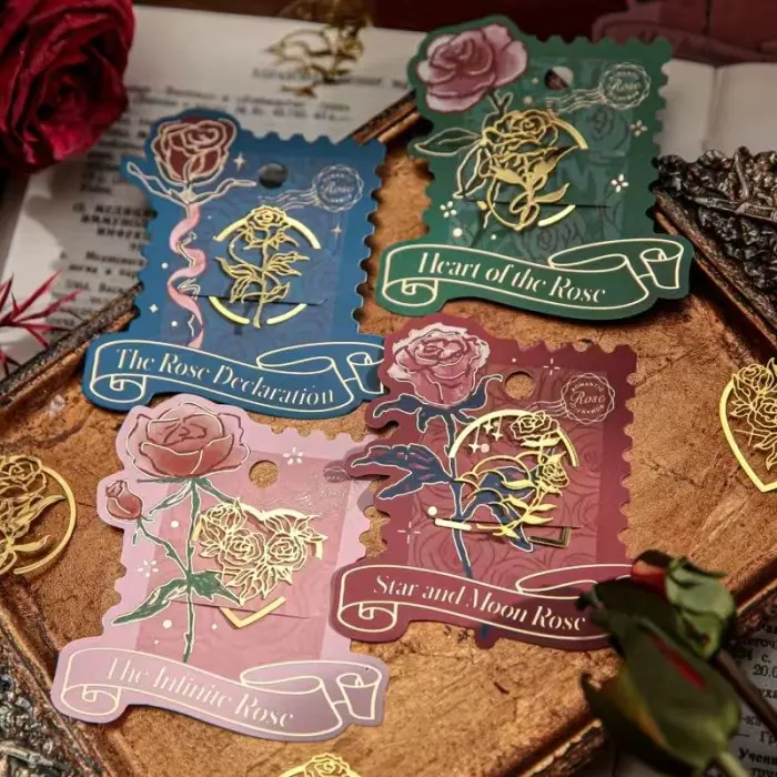 B✔61 Pembatas Buku Bunga Mawar Bookmark Rose Metal Kado Hadiah T㊚Dg 0