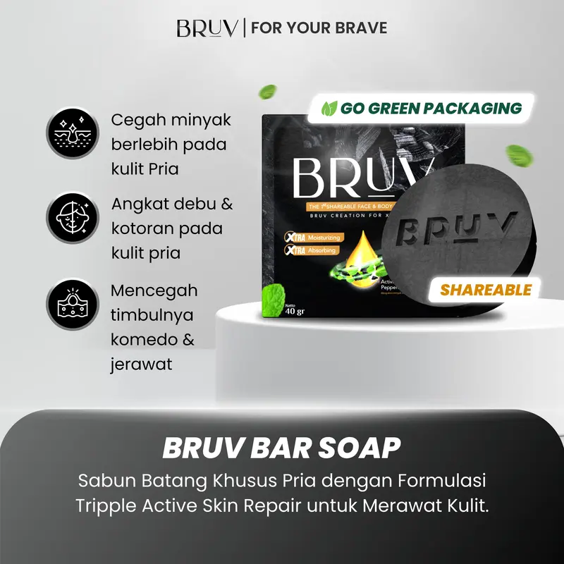 BRUV Brightening and Acne Soap 9pcs - Sabun Bruv Sabun Pembersih Wajah Pria Pencerah Wajah Pria Menghilangkan Jerawat Pencerah Muka Laki Laki Wajah Kusam Muka Berminyak Bruv Original 1