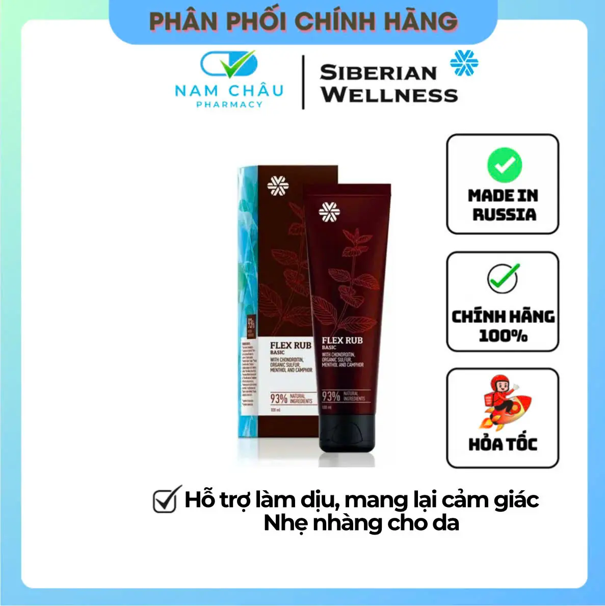 Gel khớp SIBERIAN WELLNESS Flex Rub BASIC, Hỗ trợ giảm đau khớp, sưng tấy, bầm dập, Tuýt 100ml
