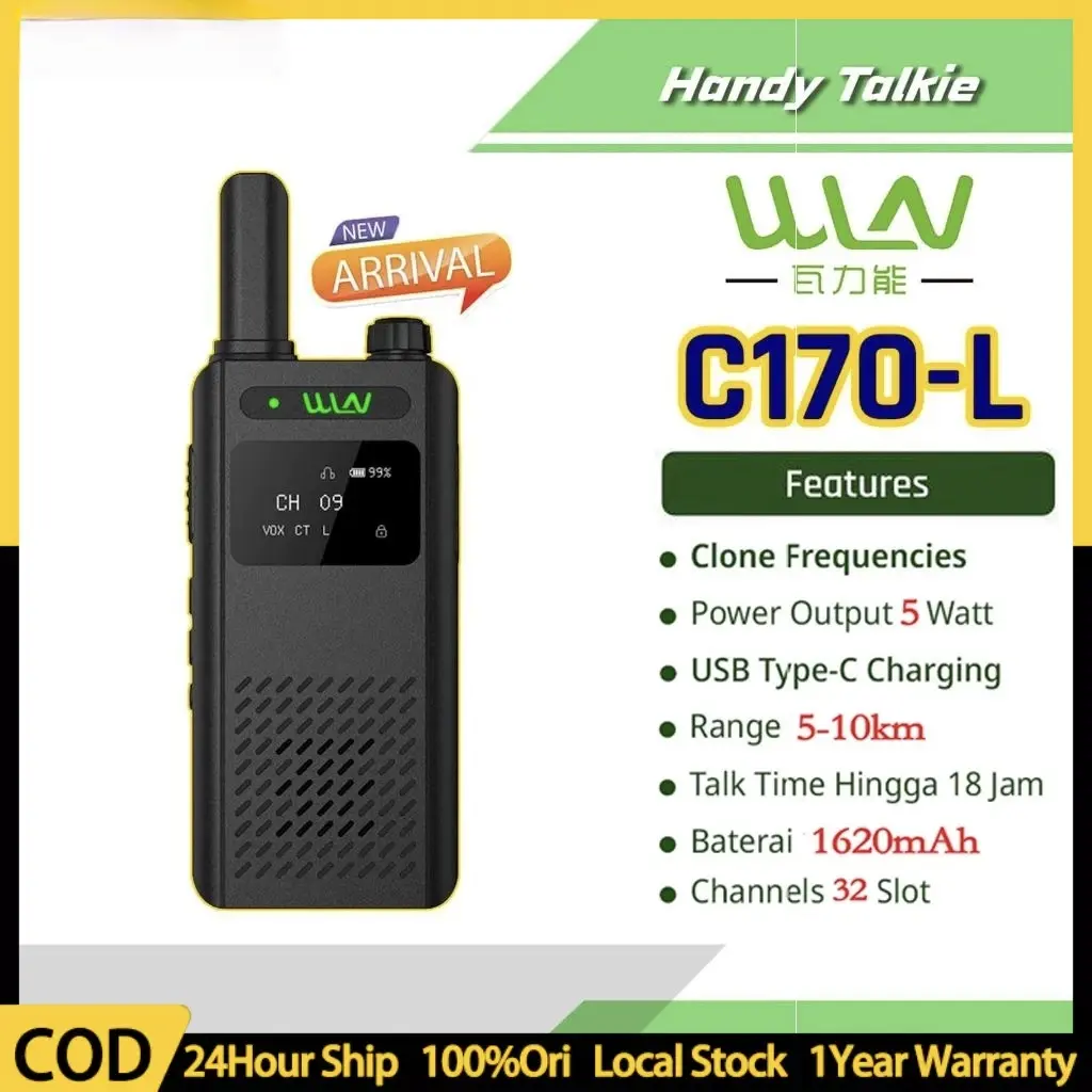 WLN KD-C170L Walkie Talkie Portable Waterproof Radio UHF 400-470MHz 1680mAh HT untuk Camping Hiking & Komunikasi Tim dengan Layar LCD dan Baterai Tahan Lama
