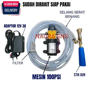 Alat  cuci steam Motor Power Portable Pompa DC 12v 100PSI komplit Car