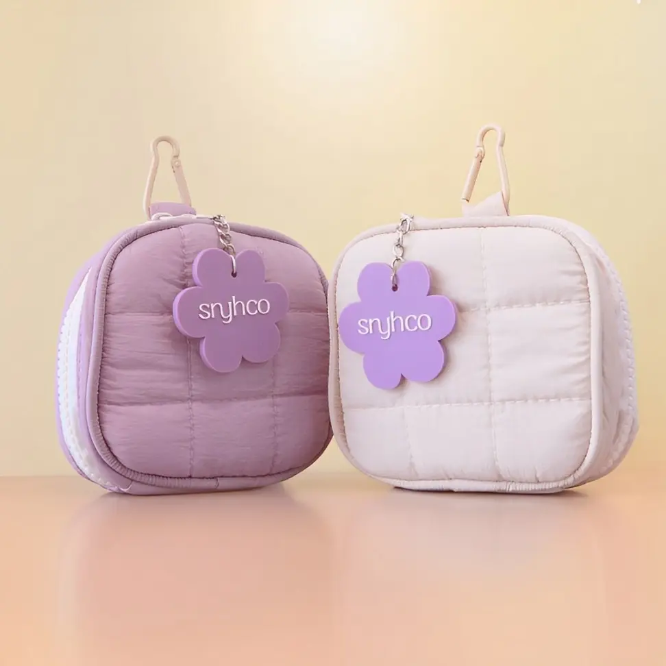 PUFFY POUCH MINI BAG CHARM WANITA - Tas Kosmetik Mini Pouch Travel Pouch Portable Travel Pouch Kotak Serbaguna
