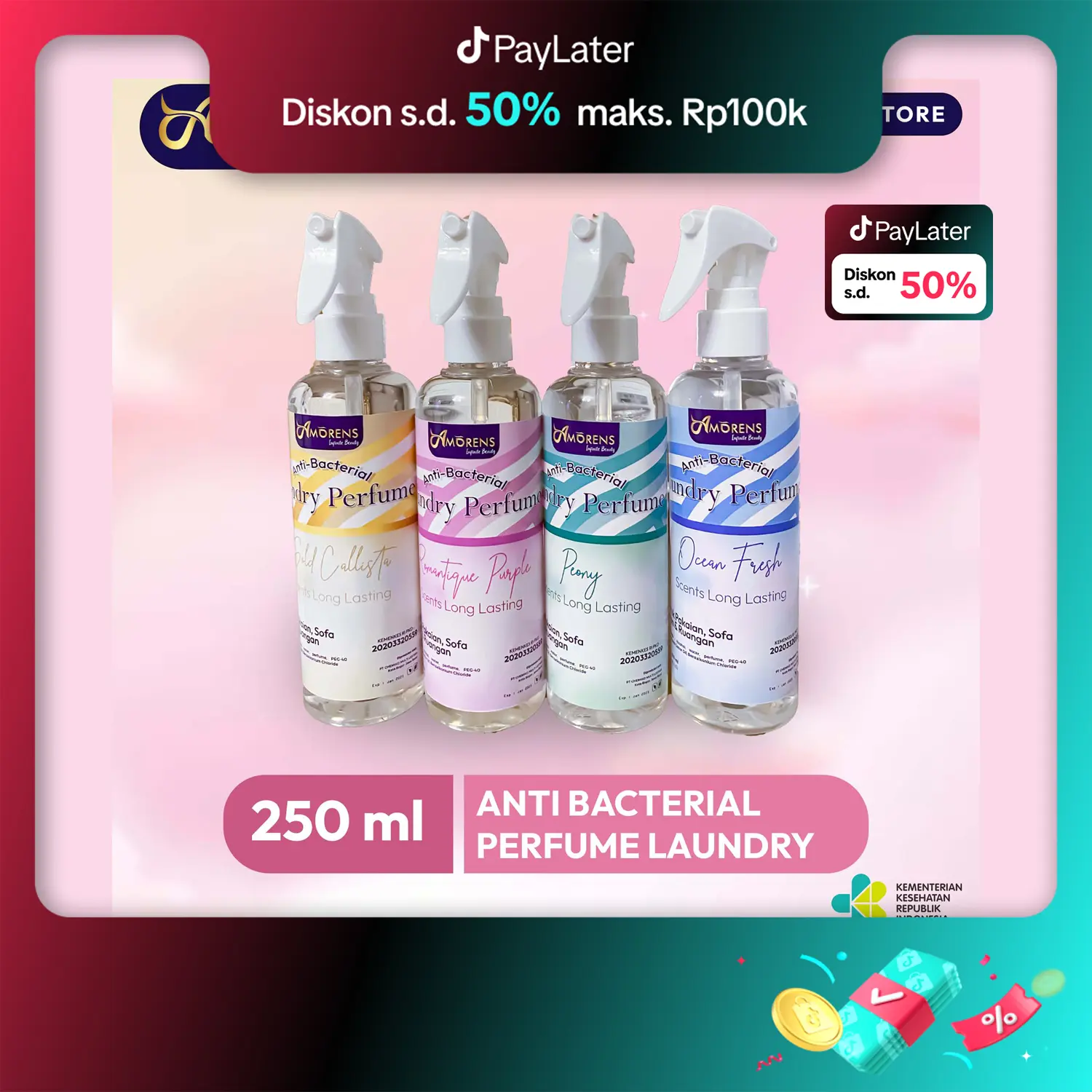 Parfum Laundry Anti Bacterial / Perfume Laundry / Fabric Bed Linen & Room Spray GRADE A+ PREMIUM  [250ml] karakter tahanlama