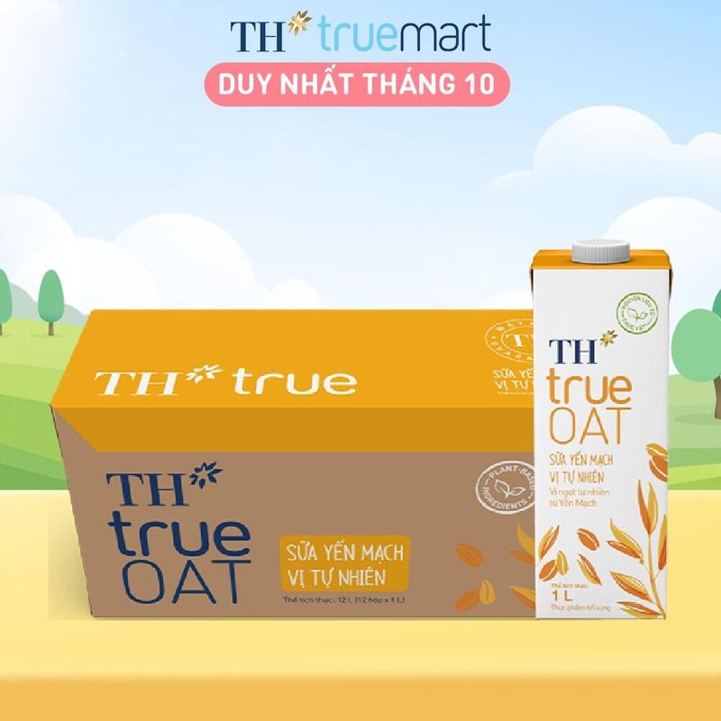 Thùng 12 hộp sữa yến mạch vị tự nhiên TH true OAT 1 L (1 L x 12)
