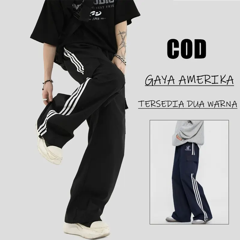 celana panjang pria celana cargo panjang pria gombrong cargo korean style celana harajuku pria baggy pants hip-hop celana panjang pria murah