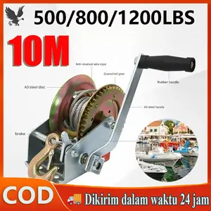 【COD】500/800/1200LB Hand Winch 10M/Wire Rope Hand Winch  Hand WinchHand Winch/Boat Winch/ /Wire Rope Hand Winch