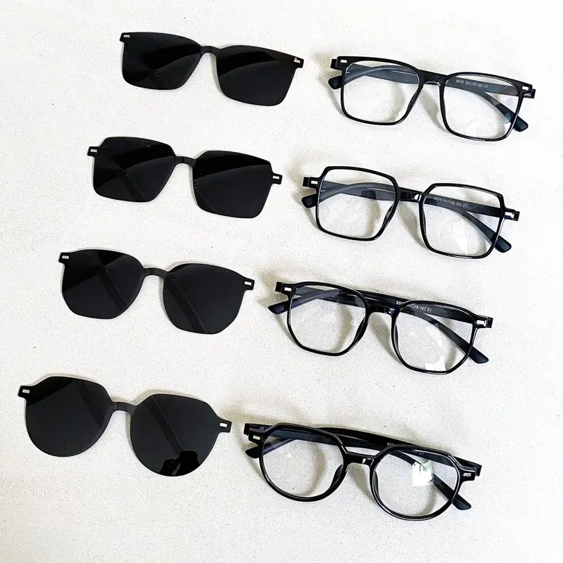Kacamata  Clip On Series 2in1 / Kacamata Oval Kotak Kokoh Minus Anti Radiasi / Photochromic / Bluecromic / Photobrown | Vascka Eyewear | Kacamata Hitam Sunglasses Minus / Kacamata Bongkar Pasang Pria Wanita / Kacamata Plastik Solid Gaya Fashion Kekinian 1