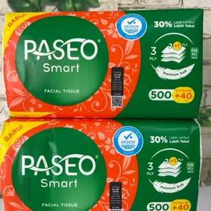 ￼2 Pack Tissue Paseo Smart 540 (500+40 Ply) 3 Ply Facial Tisu Tissu Wajah 540 Helai/Sheets