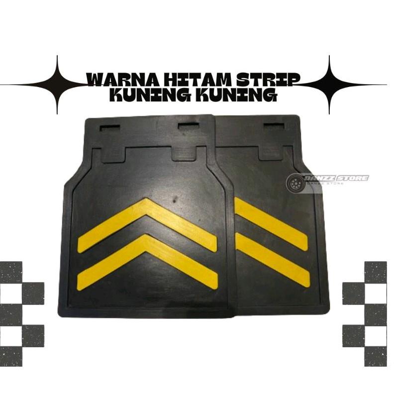 Karet Lumpur Karet Ceceret Spakbor Mobil 1Set(Kiri Kanan) Warna Hitam Strip Kuning Kuning 1