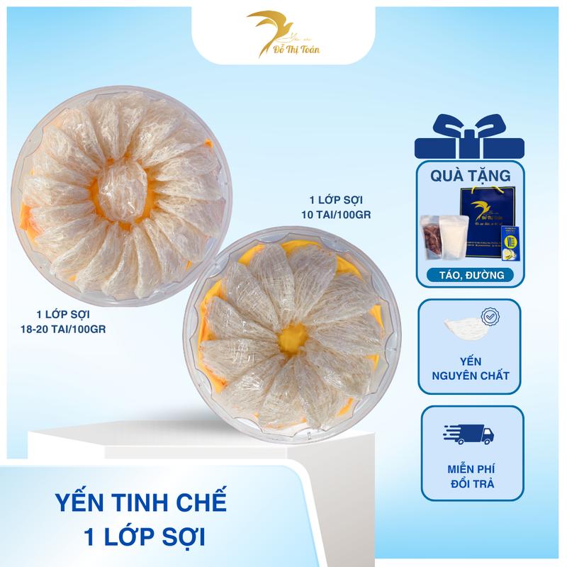 [KHO DTT]  Yến tinh chế 1 lớp sợi ( Tặng kèm táo đỏ, đường phèn, túi giấy ) - Yến sào Đỗ Thị Toán