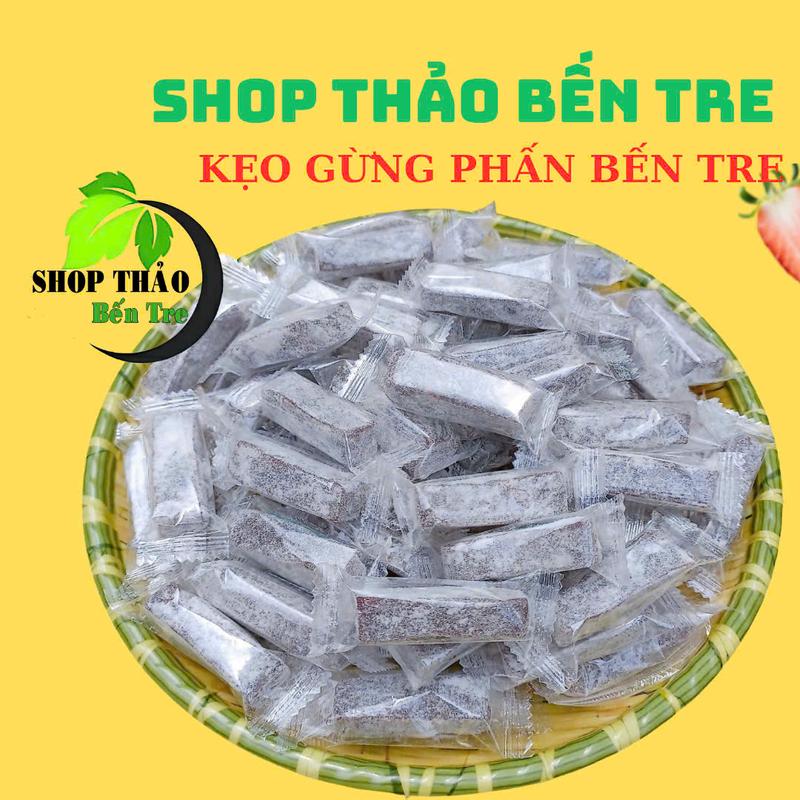 Kẹo gừng dẻo phấn( kẹo da trâu) Bến Tre  túi zip 1kg Candy Ăn Vặt  keo kẹo gỗ  giòn kẹo  phấn Food